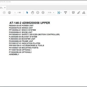 Tadano Crane AT-146-2 42095200058 UPPER Spare Parts Catalog Manual - PDF DOWNLOAD