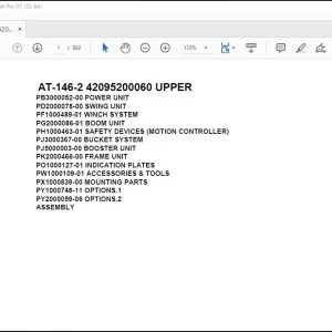 Tadano Crane AT-146-2 42095200060 UPPER Spare Parts Catalog Manual - PDF DOWNLOAD