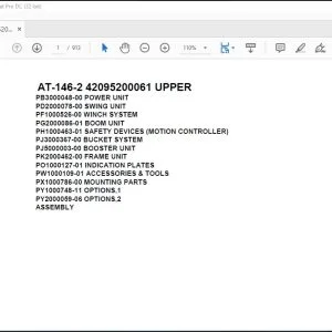 Tadano Crane AT-146-2 42095200061 UPPER Spare Parts Catalog Manual - PDF DOWNLOAD