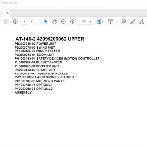 Tadano Crane AT-146-2 42095200062 UPPER Spare Parts Catalog Manual - PDF DOWNLOAD