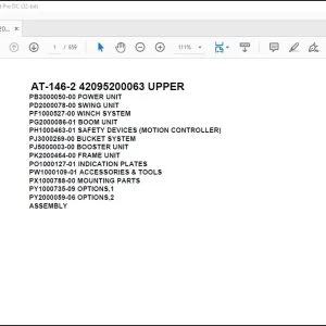 Tadano Crane AT-146-2 42095200063 UPPER Spare Parts Catalog Manual - PDF DOWNLOAD