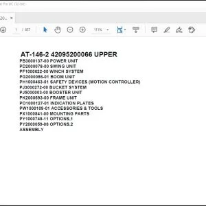 Tadano Crane AT-146-2 42095200066 UPPER Spare Parts Catalog Manual - PDF DOWNLOAD