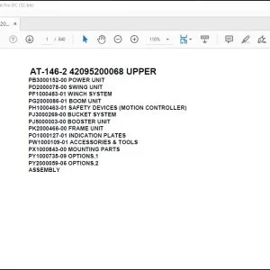 Tadano Crane AT-146-2 42095200068 UPPER Spare Parts Catalog Manual - PDF DOWNLOAD