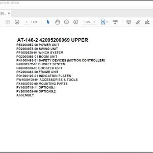 Tadano Crane AT-146-2 42095200069 UPPER Spare Parts Catalog Manual - PDF DOWNLOAD