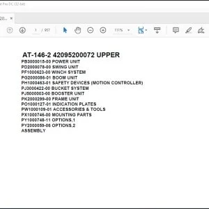 Tadano Crane AT-146-2 42095200072 UPPER Spare Parts Catalog Manual - PDF DOWNLOAD