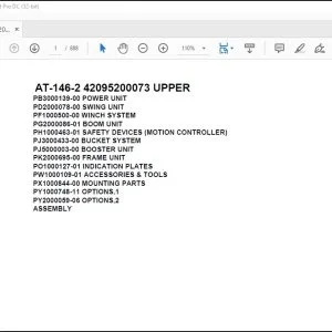 Tadano Crane AT-146-2 42095200073 UPPER Spare Parts Catalog Manual - PDF DOWNLOAD