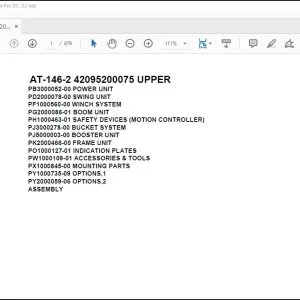 Tadano Crane AT-146-2 42095200075 UPPER Spare Parts Catalog Manual - PDF DOWNLOAD