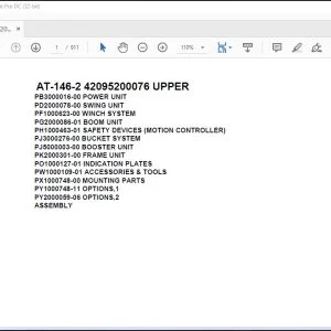 Tadano Crane AT-146-2 42095200076 UPPER Spare Parts Catalog Manual - PDF DOWNLOAD