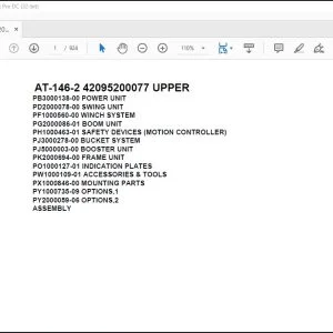 Tadano Crane AT-146-2 42095200077 UPPER Spare Parts Catalog Manual - PDF DOWNLOAD
