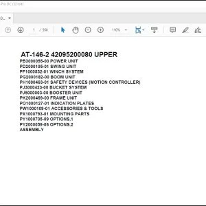Tadano Crane AT-146-2 42095200080 UPPER Spare Parts Catalog Manual - PDF DOWNLOAD
