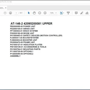Tadano Crane AT-146-2 42095200081 UPPER Spare Parts Catalog Manual - PDF DOWNLOAD