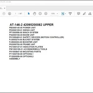Tadano Crane AT-146-2 42095200082 UPPER Spare Parts Catalog Manual - PDF DOWNLOAD