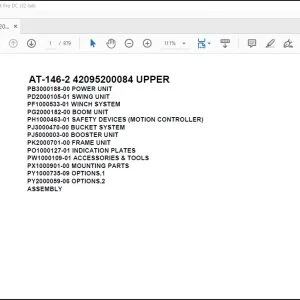 Tadano Crane AT-146-2 42095200084 UPPER Spare Parts Catalog Manual - PDF DOWNLOAD