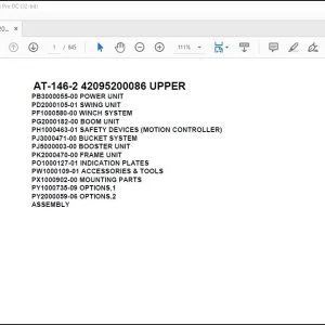 Tadano Crane AT-146-2 42095200086 UPPER Spare Parts Catalog Manual - PDF DOWNLOAD