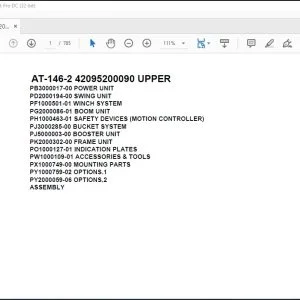 Tadano Crane AT-146-2 42095200090 UPPER Spare Parts Catalog Manual - PDF DOWNLOAD
