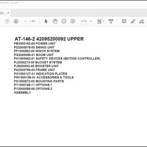 Tadano Crane AT-146-2 42095200092 UPPER Spare Parts Catalog Manual - PDF DOWNLOAD