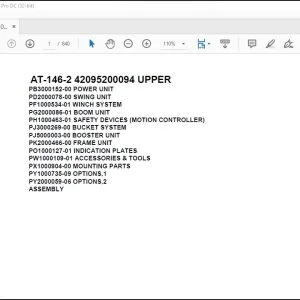 Tadano Crane AT-146-2 42095200094 UPPER Spare Parts Catalog Manual - PDF DOWNLOAD