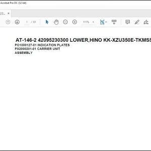 Tadano Crane AT-146-2 42095230300 LOWER,HINO KK-XZU350E-TKMSS6 Parts Catalog Manual - PDF DOWNLOAD