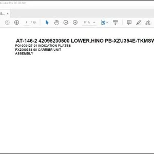 Tadano Crane AT-146-2 42095230500 LOWER,HINO PB-XZU354E-TKMSW6 Parts Catalog Manual - PDF DOWNLOAD
