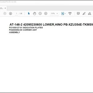 Tadano Crane AT-146-2 42095230600 LOWER,HINO PB-XZU354E-TKMSW6 Parts Catalog Manual - PDF DOWNLOAD