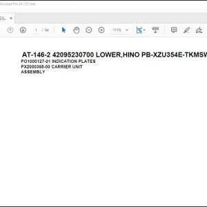 Tadano Crane AT-146-2 42095230700 LOWER,HINO PB-XZU354E-TKMSW6 Parts Catalog Manual - PDF DOWNLOAD