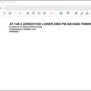 Tadano Crane AT-146-2 42095231200 LOWER,HINO PB-XZU354E-TKMSW6 Parts Catalog Manual - PDF DOWNLOAD