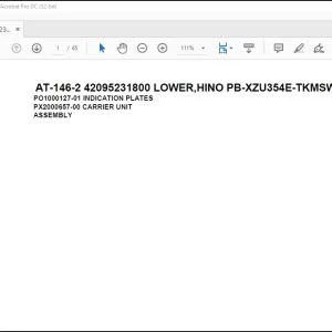 Tadano Crane AT-146-2 42095231800 LOWER,HINO PB-XZU354E-TKMSW6 Parts Catalog Manual - PDF DOWNLOAD