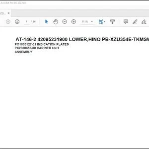 Tadano Crane AT-146-2 42095231900 LOWER,HINO PB-XZU354E-TKMSW6 Parts Catalog Manual - PDF DOWNLOAD