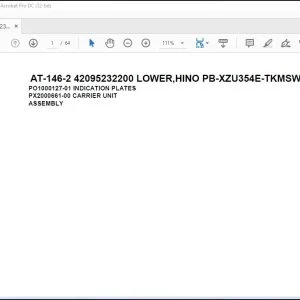 Tadano Crane AT-146-2 42095232200 LOWER,HINO PB-XZU354E-TKMSW6 Parts Catalog Manual - PDF DOWNLOAD