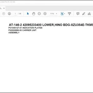 Tadano Crane AT-146-2 42095233400 LOWER,HINO BDG-XZU354E-TKMSD6 Parts Catalog Manual - PDF DOWNLOAD