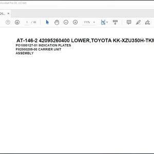 Tadano Crane AT-146-2 42095260400 LOWER,TOYOTA KK-XZU350H-TKMSS6 Spare Parts Manual - PDF DOWNLOAD