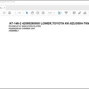 Tadano Crane AT-146-2 42095260500 LOWER,TOYOTA KK-XZU350H-TKMSS6 Spare Parts Manual - PDF DOWNLOAD