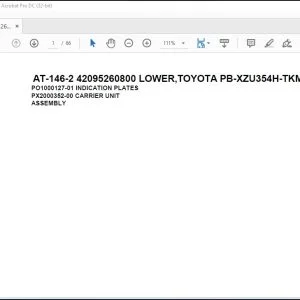 Tadano Crane AT-146-2 42095260800 LOWER,TOYOTA PB-XZU354H-TKMSW6 Spare Parts Manual - PDF DOWNLOAD