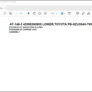 Tadano Crane AT-146-2 42095260900 LOWER,TOYOTA PB-XZU354H-TKMSW6 Parts Catalog Manual - PDF DOWNLOAD