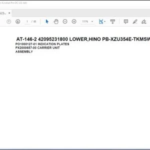 Tadano Crane AT-146-2 42095261000 LOWER,TOYOTA PB-XZU354H-TKMSW6 Spare Parts Manual - PDF DOWNLOAD