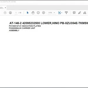 Tadano Crane AT-146-2 42095261100 LOWER,TOYOTA PB-XZU354H-TKMSW6 Spare Parts Manual - PDF DOWNLOAD