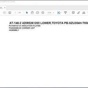 Tadano Crane AT-146-2 42095261200 LOWER,TOYOTA PB-XZU354H-TKMSW6 Spare Parts Manual - PDF DOWNLOAD