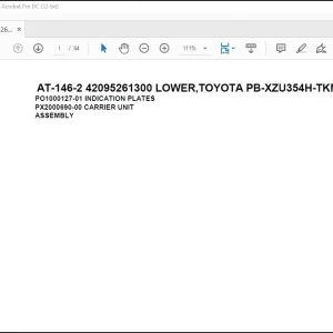 Tadano Crane AT-146-2 42095261300 LOWER,TOYOTA PB-XZU354H-TKMSW6 Spare Parts Manual - PDF DOWNLOAD