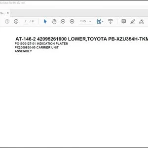 Tadano Crane AT-146-2 42095261600 LOWER,TOYOTA PB-XZU354H-TKMSW6 Spare Parts Manual - PDF DOWNLOAD