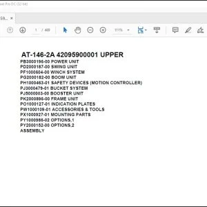 Tadano Crane AT-146-2A 42095900001 UPPER Spare Parts Catalog Manual - PDF DOWNLOAD