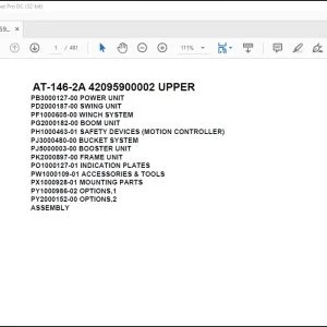 Tadano Crane AT-146-2A 42095900002 UPPER Spare Parts Catalog Manual - PDF DOWNLOAD