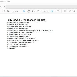 Tadano Crane AT-146-2A 42095900003 UPPER Spare Parts Catalog Manual - PDF DOWNLOAD