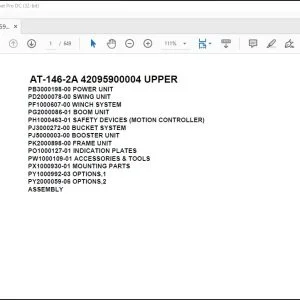 Tadano Crane AT-146-2A 42095900004 UPPER Spare Parts Catalog Manual - PDF DOWNLOAD