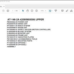 Tadano Crane AT-146-2A 42095900006 UPPER Spare Parts Catalog Manual - PDF DOWNLOAD