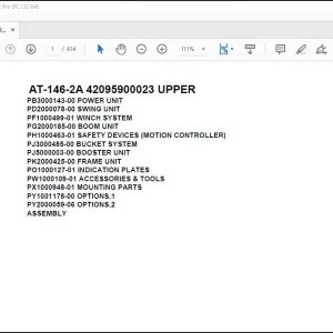 Tadano Crane AT-146-2A 42095900023 UPPER Spare Parts Catalog Manual - PDF DOWNLOAD