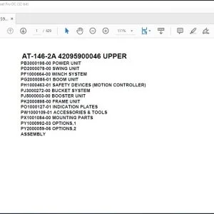 Tadano Crane AT-146-2A 42095900046 UPPER Spare Parts Catalog Manual - PDF DOWNLOAD