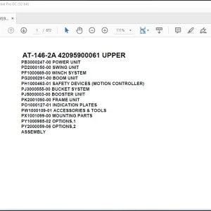 Tadano Crane AT-146-2A 42095900061 UPPER Spare Parts Catalog Manual - PDF DOWNLOAD