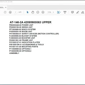 Tadano Crane AT-146-2A 42095900063 UPPER Spare Parts Catalog Manual - PDF DOWNLOAD