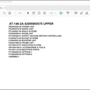 Tadano Crane AT-146-2A 42095900075 UPPER Spare Parts Catalog Manual - PDF DOWNLOAD