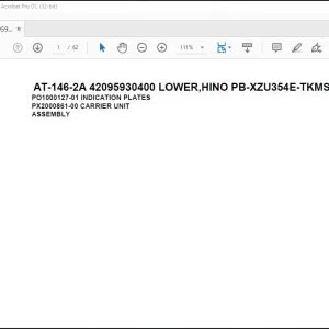 Tadano Crane AT-146-2A 42095930400 LOWER,HINO PB-XZU354E-TKMSW6 Spare Parts Catalog Manual - PDF DOWNLOAD